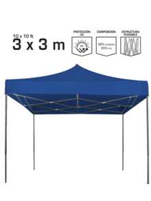 Carpa Toldo Plegable 3x3 Impermeable Y Reforzado  Color Azul Y ROJO - Azul - Ver 2