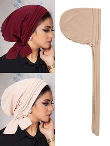 4pcs/Set Women's Elegant Solid Color Headband With Twist And Bow, Turban Hat Fashionable Cap For Spring And Autumn Bonnet Hair Bonnet Turban Sleep Bonnet - Multicolor - View 36