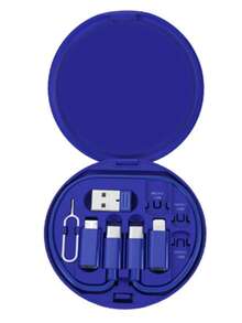 طقم كابل بيانات متعدد الوظائف مع صندوق تخزين الشحن، شحن سريع 60 واط، يمكن استخدامه كحامل لموديل الهاتف المحمول، طقم كابل شحن محمول بسيط، محول USB Lightning، طقم محول، ضروريات غرفة السكن الجامعي - متعدد الألوان - مشاهدة 26