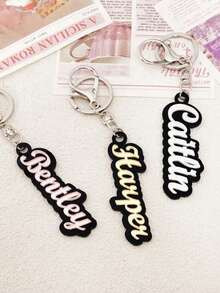 1 Chaveiro Personalizado de Acrílico com Nome - Pingente de Letra Personalizado com Fonte Cursiva Elegante, Chaveiro Retangular de Acrílico Durável para Bolsas, Bagagens, Presentes de Formatura, Presentes do Dia dos Namorados, Acessórios de Bolsa | Design de Nome Personalizado | Chaveiro Durável, Chaveiro Fofo