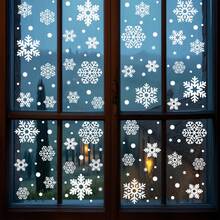 2 hojas de pegatinas de ventana con decoración de copos de nieve navideños, pegatinas decorativas de copos de nieve blancos cálidos para Navidad, suministros para fiestas navideñas, pegatinas de copos de nieve de invierno para ventanas