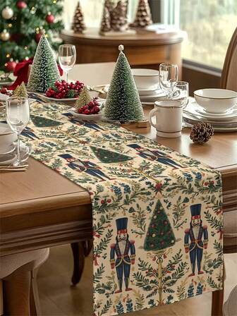 1 件圣诞胡桃夹子桌旗、圣诞装饰桌旗、圣诞亚麻桌旗、桌旗、桌旗、1 件桌旗、4 件餐垫、1 件枕套、3 种产品可供选择、季节性家居装饰室内/室外派对用品、冬季家居装饰、圣诞装饰、圣诞房间装饰、圣诞派对装饰