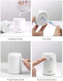 Colorful Cool Mini Humidifier, Essential Oil Diffuser, Aroma Essential USB Personal Desktop Humidifier For Car, Office Room, Bedroom Etc,2 Adjustable Mist Modes (White) - trắng - Xem 8