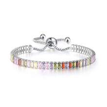 1Pc European And American Style Colorful  Bracelet For Women Full Diamond Crystal Tennis Bracelet - Kiểu 1-Vàng hồng - Xem 6