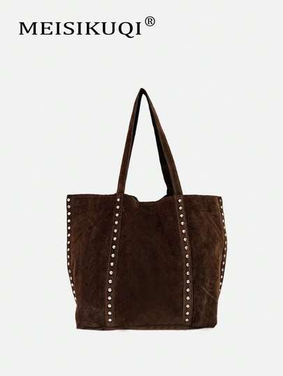 1 Stück Vintage Wildleder Schultertasche mit großer Kapazität, neue Design Arbeit/Einkaufs/Büchertasche