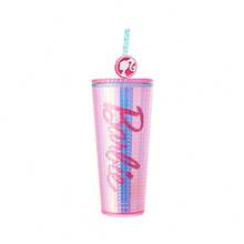 775ml/26.21oz Barbie Sunlight Shining Series Double-Layer Straw Cup Large Capacity Cold Drink Water Cup Travel Gym Kettle Sports Water Bottle - Pink - View 7