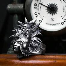 Vintage Goddess-Themed Zinc Alloy Ring For Men – Featuring A Gothic Skull And Laurel Leaf Design; Perfect For Halloween, Easter, And Various Themed Parties; A Stylish Gothic-Style Accessory Suitable For Both Men And Women. - nữ tu sĩ - Xem 5