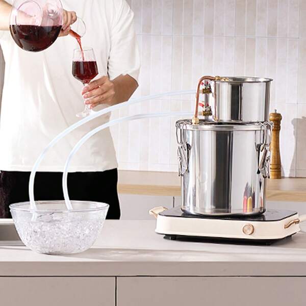 Alcohol Still, 3 Gal  Or  11.4 L Stainless Steel Water Alcohol Distiller With Copper Coil, Home Brewing Refining Fermentation Kit With Thermometer, For Wine Whisky Brandy, Silver