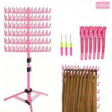 10 piezas Juego de Clips Ajustables para Peinado, 144 Clips, Kit de Herramientas para Trenzar el Cabello con 6 Clips de Peinado Profesionales, Clips de Pico de Pato Antideslizantes con Bandas de Silicona, Regalo de Peluquería y Peinado en Casa para Ella/Él/Romántico/Amor/Pareja/Día de San Valentín - Multicolor - Ver 12