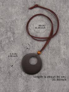 1 pieza Collar colgante de madera redondo hueco de estilo bohemio vintage, elegante collar para hombres y mujeres, cordón de terciopelo marrón con cuentas, regalo para madre, novia, novio, festividades