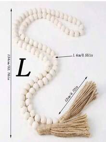 1 件天然木珠和流苏装饰花边壁挂适用于家居装饰，尺寸（S/M/L），客厅和餐厅，手工制作的 DIY 项目最佳 - 米色14mm - 查看 11
