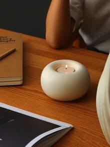 1件套白色陶瓷烛台 - 创意简约家居装饰，适用于餐桌和书桌，圆形烛台，餐桌、婚礼、节日家居装饰，圣诞节和新年理想之选 - 彩色 - 查看 9