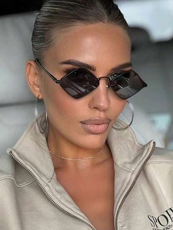 MAYLA 1 pièce Lunettes de mode asymétriques en métal en forme de diamant de style Y2K pour fête