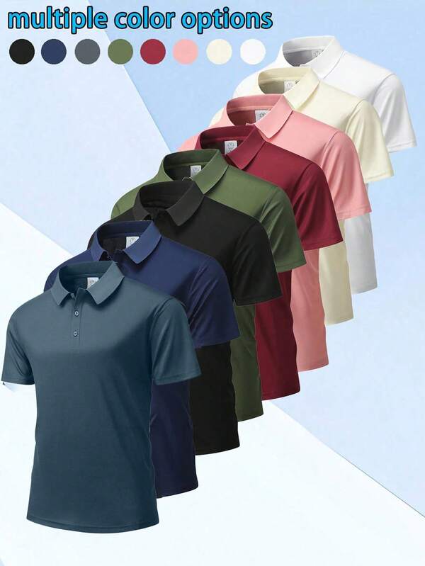 Men's Sports Polo Shirt Short Sleeve Quick Dry Outdoor Business Casual Breathable T-Shirt