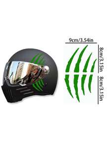 1 件 Monster Claw 反光划痕条纹乙烯基贴片 - 霓虹色，防水 PVC，适用于摩托车头盔、汽车、自行车、踏板车、时尚 DIY 装饰、夜光警告贴花、鬼爪划痕贴纸，适合夜间骑行者 - 均碼 - 查看 12