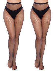 1-4双装女士高腰印花渔网袜，吊带连裤袜及大腿袜，黑色圣诞礼物 - 常規款 - 查看 15