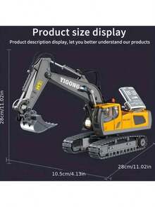 2.4Ghz 11 Channel Remote Control Excavator Toy - RC Construction Bulldozer Dump Truck Alloy Vehicles With Light And Sound - Birthday And Christmas Gifts(Some Parts Are Sent Random) - Multicolor - View 6