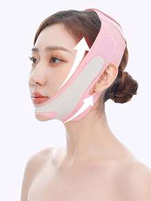 1 件 V 型下巴带 - 面部提升绷带、睡眠面罩、弹性固定带、瘦脸、便携式瑜伽面部肌肉带，适合白天和夜间使用