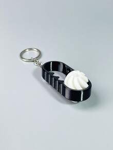 1pc Stress Relief Finger Spinner Spiral Fidget Toy Keychain, Dual-Color Swirl Design - Multicolor - View 6