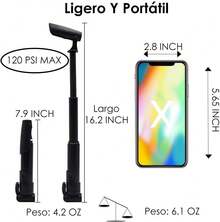 WOTOW Bomba de Bicicleta Ciclismo, Bomba de Aire Portátil, Kit de Reparación de Neumático Válvula Presta Schrader para Bicicleta Montaña Carretera BMX Balones Deportivos - Negro 120 PSI - Ver 12