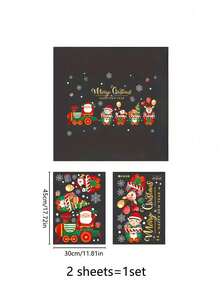 Christmas Window Clings - Santa's Train With Presents & Merry Christmas Text - Static Electricity Window Decoration - No Residue Removable - For Home, Store, Office - Reusable Holiday Decorations - Easy Application, Indoor Christmas Decorations, Festive Storefront Decor, Vibrant Festive Design, Noresidue Adhesive, Home Decor, Cheerful Display, Durable Material, Home Decorators
