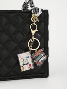 1pc Handmade DIY Acrylic Bow, Book, Pencil Keychain Pendant, Book Bow Pencil English Letter Keychain, English Slogan Rainbow Graduation Season, Back To School Season, Teacher's Day Keychain, Graduation Season Classmate Reunion For Teachers Christmas Gift Ideas Bag Lanyards With Id Holder Car Accessories Bag Charms