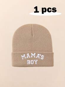 1pc Baby Beanie Black Hat, Letter Embroidery Infant Newborn Toddler Winter Warm Knit Cap For Little Boys Girls,Kids & Baby, Y2k Style, Newborn Knitted Hat For Outdoor Winter Warm Hat - Multicolor - View 6
