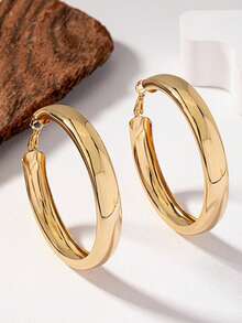 6pcs Minimalist Geometric Metal Ring Earrings For Women - Multicolor - View 11