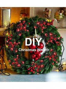 30,2 cm Steli di bacche glitterati natalizi, ornamenti di bacche artificiali glitterate per albero di Natale, corone, decorazioni fai-da-te, centrotavola per feste natalizie