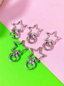 5pcs/10pcs Minimalist Star Shaped Buckle Accessories, DIY Keychain, Bag Pendant Materials - Silver - View 8