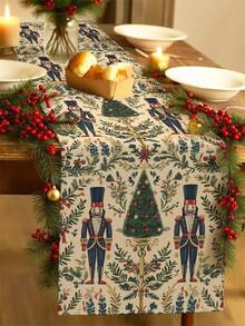 1pc Christmas Nutcracker Table Runner, Christmas Decor Table Runner, Christmas Linen-Like Table Runner, Table Runner, Table Runner, 1pc Table Runner, 4pcs Placemats, 1pc Pillow Cover, 3 Products Available, Seasonal Home Decor Indoor/Outdoor Party Supplies, Winter Home Decor, Christmas Decoration, Christmas Room Decor, Christmas Party Decoration