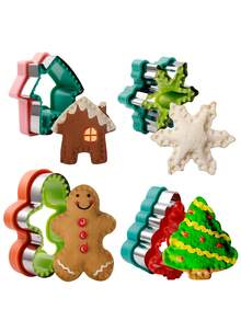 1pc/4pcs Christmas Cookie Cutter, Stainless Steel Pocket Sandwich Mold, Gingerbread Man & Snowflake Shaped Toast Maker, DIY Heart Breakfast Bento Tool, Sandwich Sealing Mold, Christmas Series - Gingerbread House, Christmas Tree, Snowflake, Gingerbread Man Shaped Bread Cutter, Multi-Functional Baking Imprint Mold - Multicolor - View 11