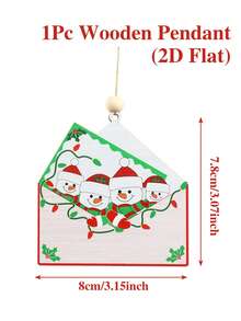 1pc Christmas Hanging Ornament, Family Of 2/3/4/5/6 Snowman Figure Perfect Christmas Ornaments, Envelope Frame Design Wooden Pendant For Home Decoration, Christmas Tree Decoration, Christmas Gift, Family Souvenirs, 2025 Christmas Decoration, Merry Christmas, Holiday Party Favors, Xmas Party Decor, Christmas Party Supplies,