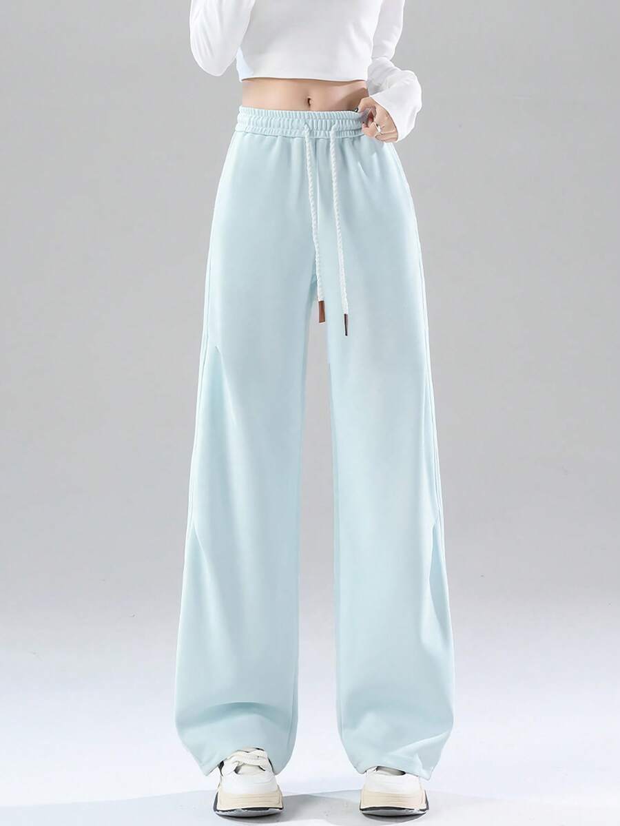 JUTU Spring, Autumn & Winter High Waist Wide Leg Loose Banana Pants, Casual Straight Leg Sweatpants - 1A60 Haze Blue - View 1