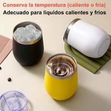 Vaso térmico, acero inoxidable 12oz, forma de huevo, vaso isotermo - Verde - Ver 5