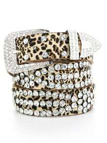 女童朋克风水钻腰带，牛仔裤适用，针扣设计，奢华名牌铆钉腰带，女士PU皮腰带，哥特Y2K街头风，金银粉配色可选。 - 銀色 - 查看 15