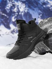 Męskie zimowe buty śniegowe, antypoślizgowe buty sportowe, codzienne, ciepłe, pluszowe, do użytku na zewnątrz, jednokolorowe, sportowe, codzienne