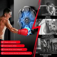 Máquina de Boxeo Musical Bluetooth con 6 Blancos, 9 Velocidades Ajustables, Luces LED, Incluye 4 Guantes - Ideal para Ejercicio en Casa/Gimnasio/Entrenamiento (Recargable, Fácil Instalación) - 1 - Ver 3