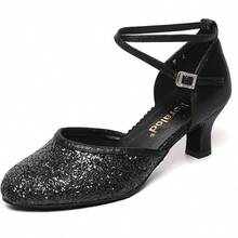 Character Shoes For Women, Woman Ballroom Dance Shoes, 1920s Flapper Shoes, Latin, Salsa, Party Dress Shoes Low Heels, Ankle Strap Pumps-2025 - màu đen - Xem 1