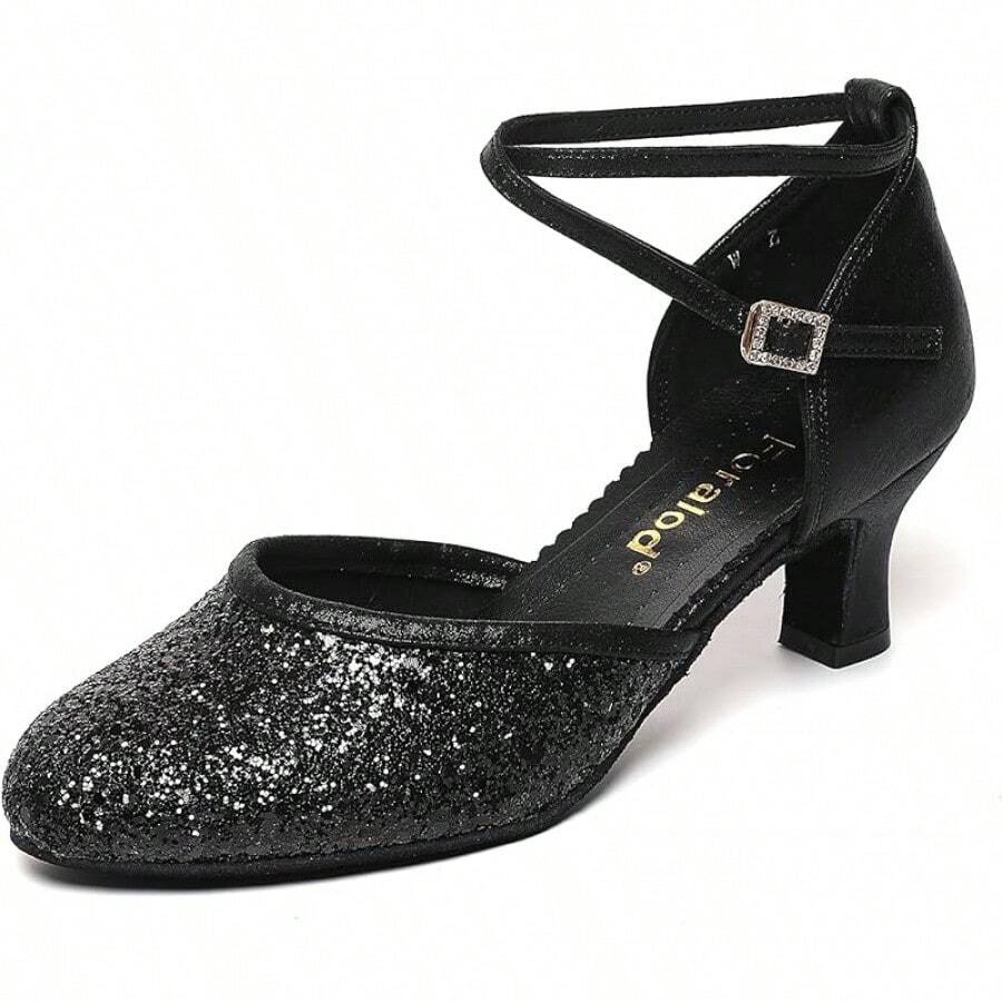 Character Shoes For Women, Woman Ballroom Dance Shoes, 1920s Flapper Shoes, Latin, Salsa, Party Dress Shoes Low Heels, Ankle Strap Pumps-2025 - màu đen - Xem 1