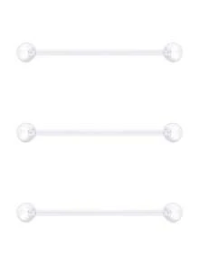 3件套休闲塑料尖刺穿刺饰品套装，男女通用，适合日常通勤；20G鼻钉，16G唇钉，透明穿刺固定器，唇环，眉环，塑料工业杠铃，工业杠铃固定器，耳骨耳环 - 透明 - 查看 25