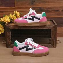 1 Pair Women's Spring/Autumn New German Training Shoes, Student Shoes, Waterproof Anti-Slip, Easy To Clean, Round Toe Low-Top Casual Shoes, Flat, Comfortable, Versatile, Colorblock Sporty Casual Sneakers, Fashionable All Season - Hot Pink - View 15