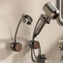 免钻孔免提吹风机支架，吸盘式壁挂，多角度可调，浴室卧室收纳好帮手，360°可调免提吹风机支架带电线整理器，无需钻孔，适用于浴室、卧室、宠物美容、万圣节和圣诞节装饰 - 彩色 - 查看 5