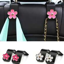 2 piezas Ganchos de crisantemo para asientos de coche, ganchos para almacenamiento y organización del asiento trasero del coche, productos prácticos para el almacenamiento de piezas de automóvil, ganchos - Multicolor - Ver 3