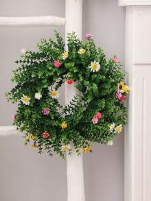 1/2 pièces Couronnes artificielles colorées, couronnes d'eucalyptus, couronnes de marguerites, plantes artificielles, fleurs artificielles, vert, matériau en PE. Convient pour la décoration des dortoirs d'école, des bureaux, des rassemblements extérieurs, des occasions festives, des fêtes d'anniversaire, des entrées de maison, des halls d'hôtel, des restaurants, des salons, des chambres à coucher, des banquets de mariage, des cuisines, des jardins et des décorations de Noël.