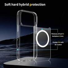 Funda de teléfono magnética Magsafe compatible con iPhone 17 Air 16 E 15 14 13 Pro Max 12 Mini 11, cubierta delgada de acrílico transparente - transparente - Ver 8