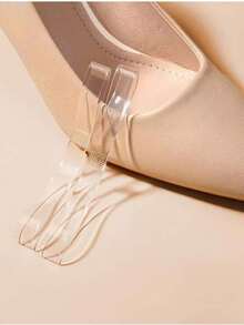 1 par de cordones elásticos transparentes para mujer, con diseño antideslizante y longitud ajustable, que evitan eficazmente que los zapatos se deslicen debido a un ajuste excesivo. Adecuado para tacones altos, zapatos de cuero y sandalias. - Transparente - no ajustable - Ver 3