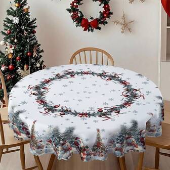 1/36 st julkransmönster bordsduk - 100 % polyester rektangulär rund bordsduk med prägling, lämplig för högtidsfester, familjesammankomster, festlig atmosfärdekoration