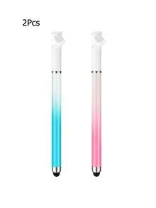 Ombre Color Stylus Pen With Stand, Dual-Tip Capacitive Stylus For Smartphone, Tablet, Video Editing, Drawing, Office Writing
