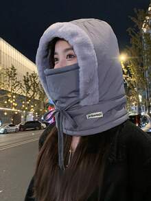 女士户外保暖脖套帽套装，护耳防风，适合寒冷天气骑行、滑雪，秋冬季情人节礼物